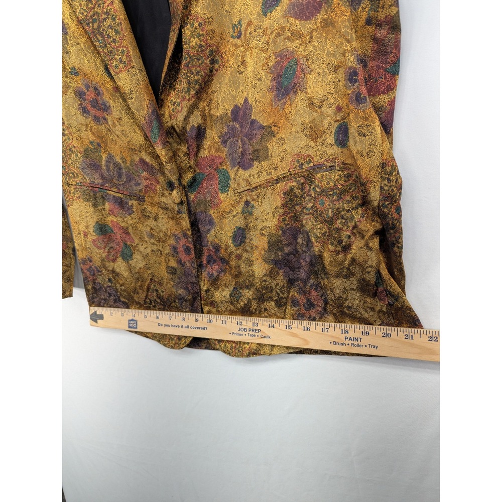 Michael & Company Vintage Gold Floral Metallic Brocade Blazer Jacket XL Tapestry - Picture 10 of 11